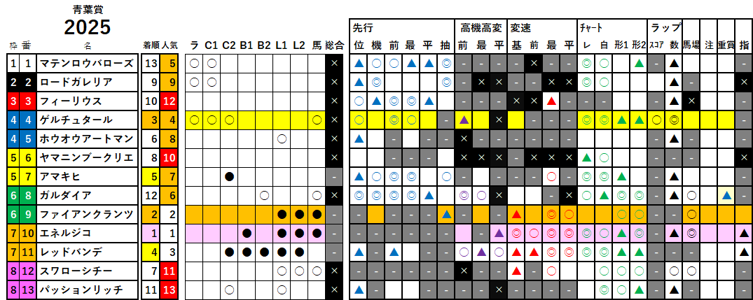 青葉賞　検証データ　2025